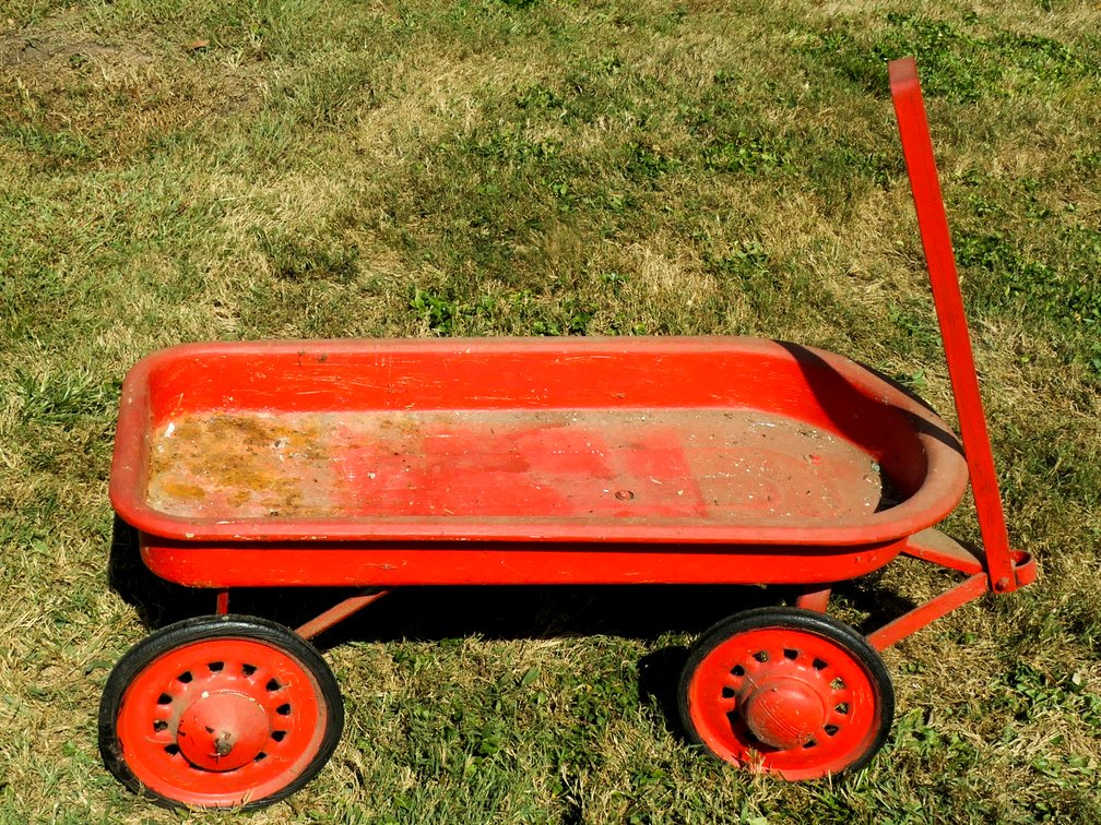 Vintage Red Metal Wagon
