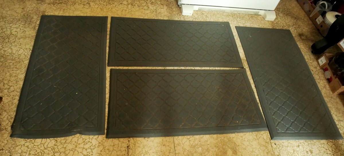 Four Gray Rubber Kitchen Mats