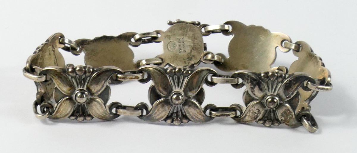 Sterling Silver Floral Link Bracelet
