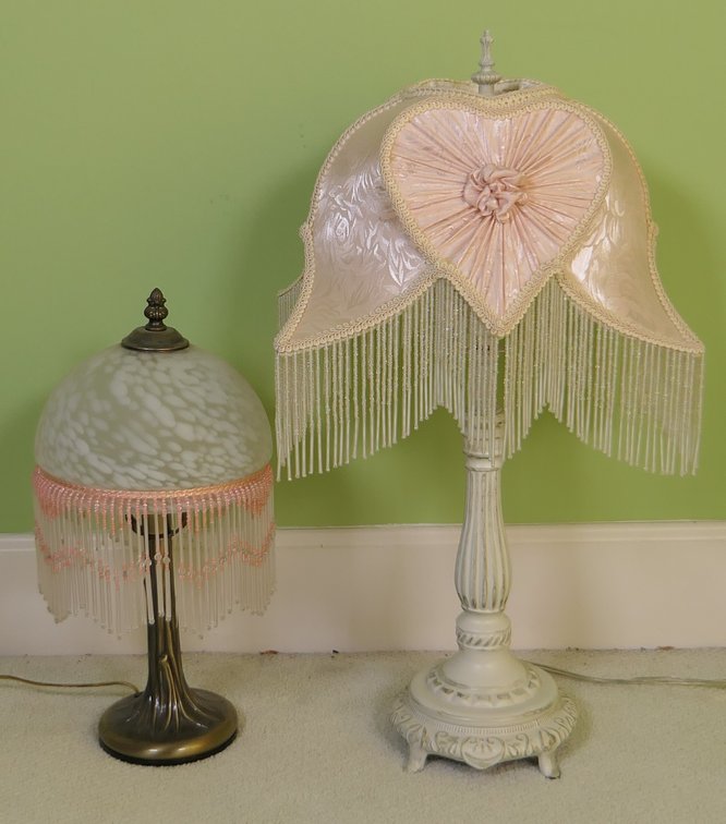 Two Beaded Shade Accent Lamps
