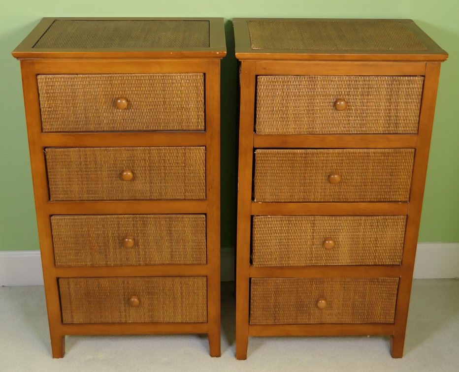 Pair of Woven Front Cabinets