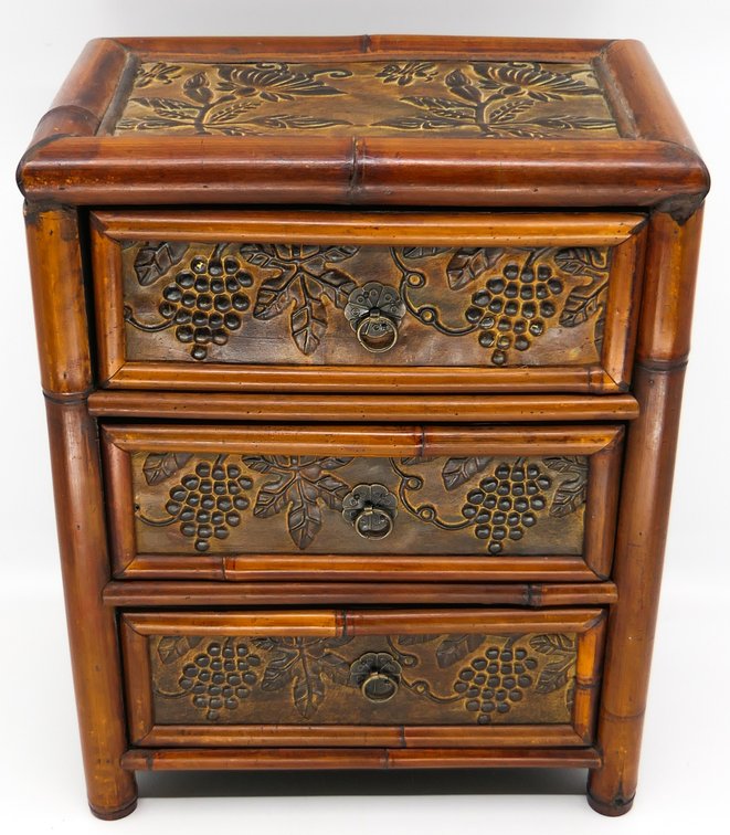 Embossed Metal Table Top Storage Box