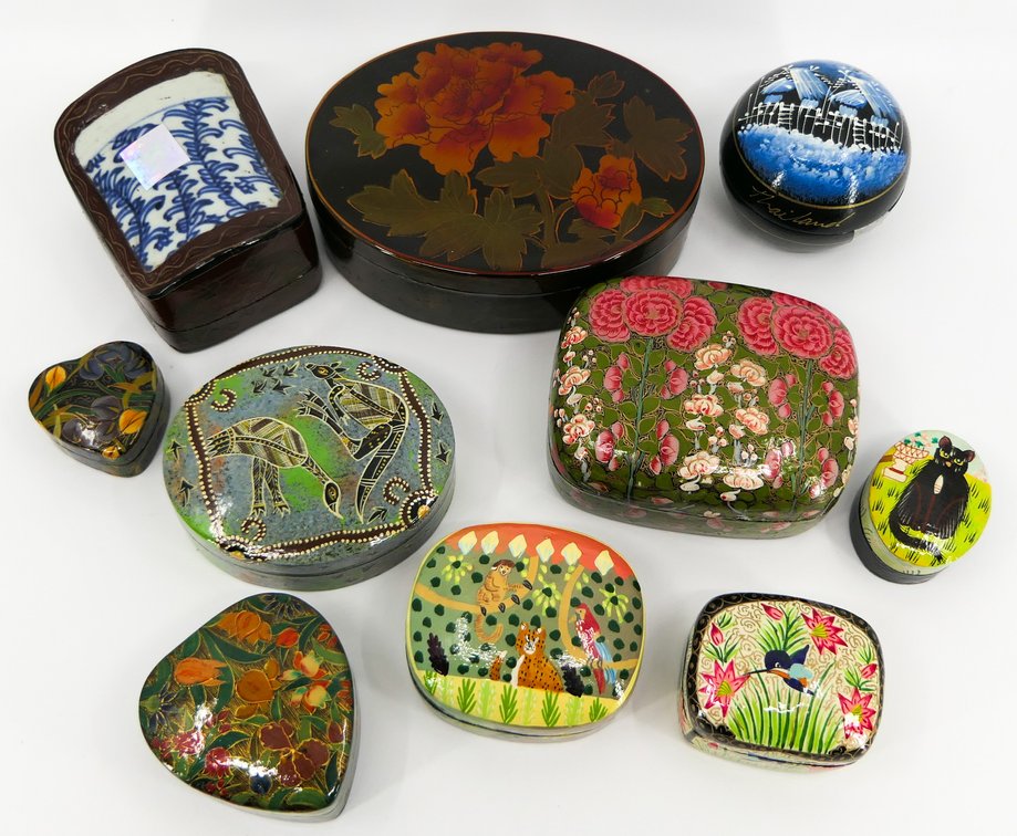 Colorful Lidded Trinket Boxes