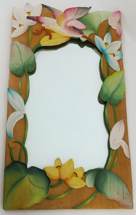 Floral and Bird Framed Mirror