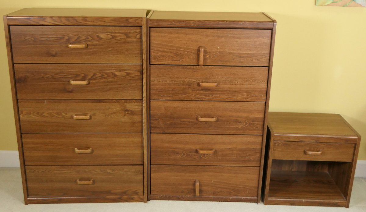Two Pressed Board Dressers and Nightstand