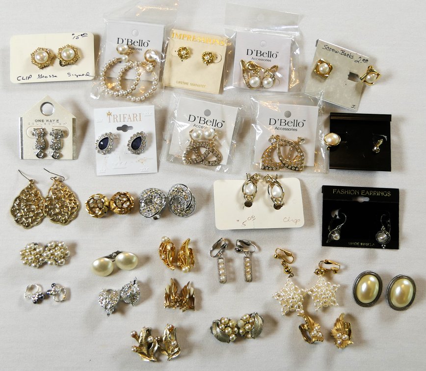 Sparkly and Faux Pearl Earrings