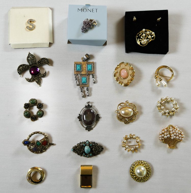 Pins and Slides With Faux Pearls and Stones