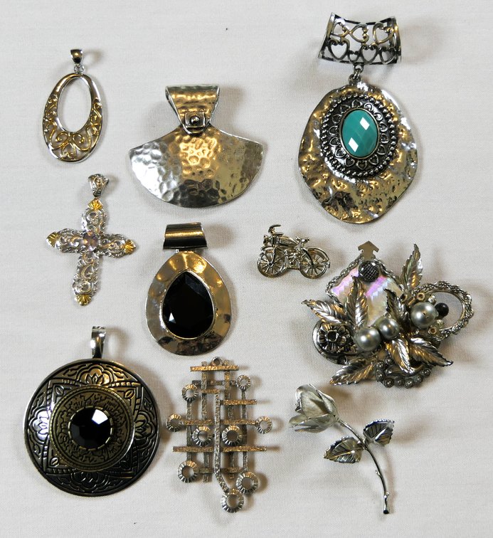 Silver Tone Slides and Pins