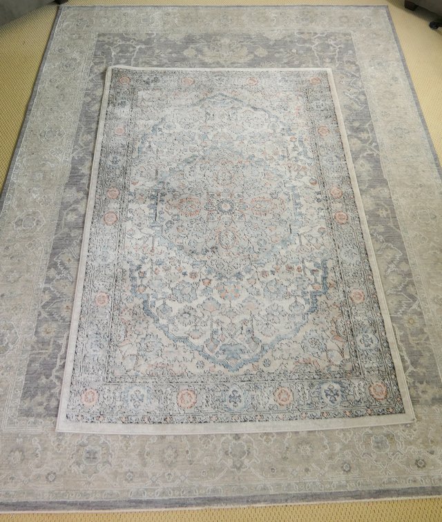 Two Muted Blue Gray Area Rugs