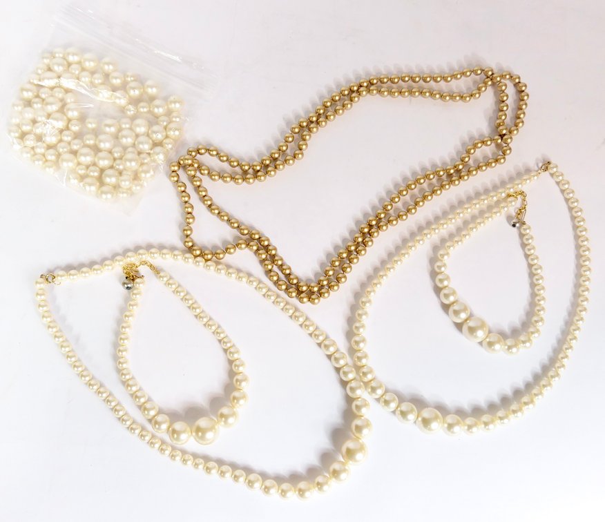 Five Faux Pearl Necklaces