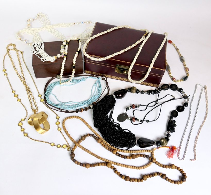 Costume Jewelry and Two Jewelry Boxes