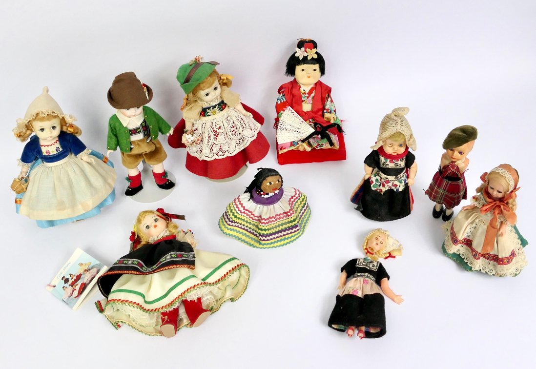Collection of Madame Alexander and 1950s Celluloid International Themed Dolls