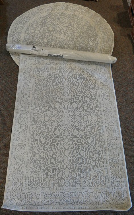 Three Matching Cream/Gray Rugs