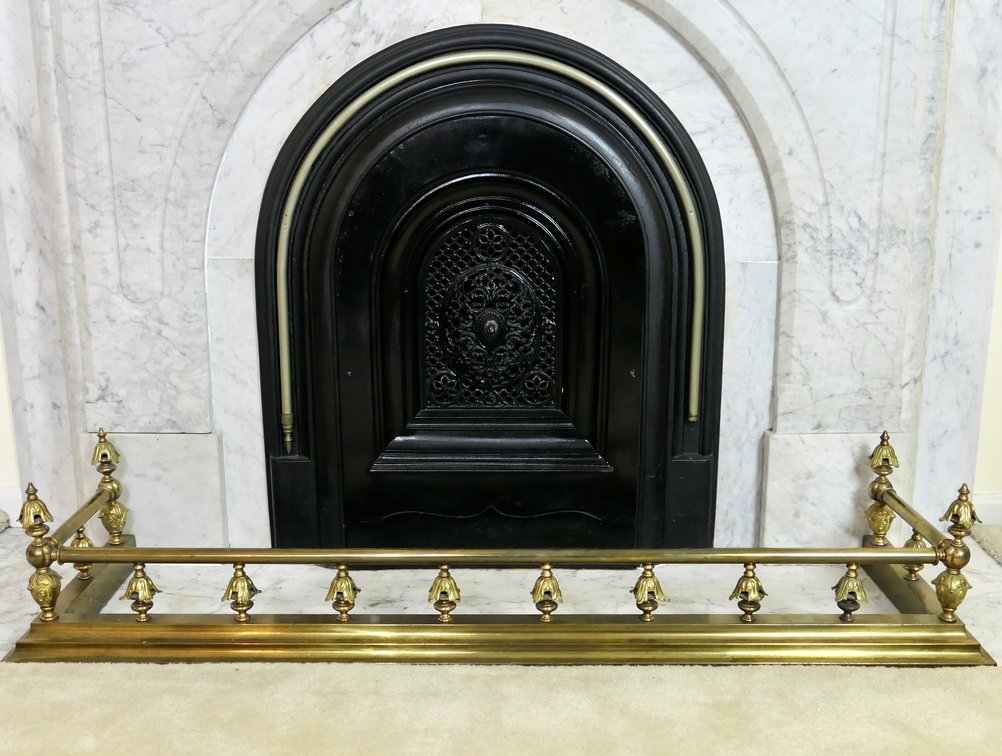 Large Brass Fireplace Fender