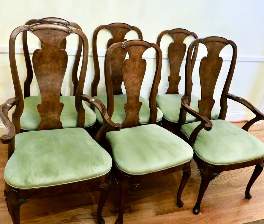 Six Henredon Walnut Dining Chairs