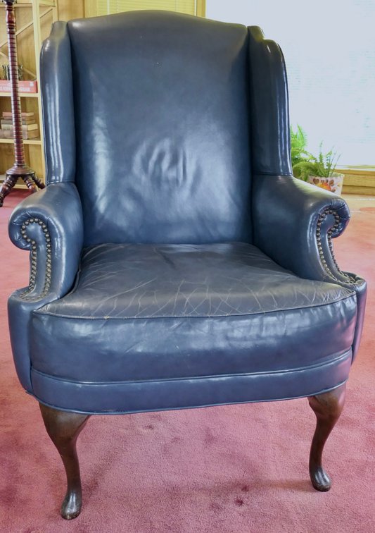 Blue Vinyl Wingback Chair