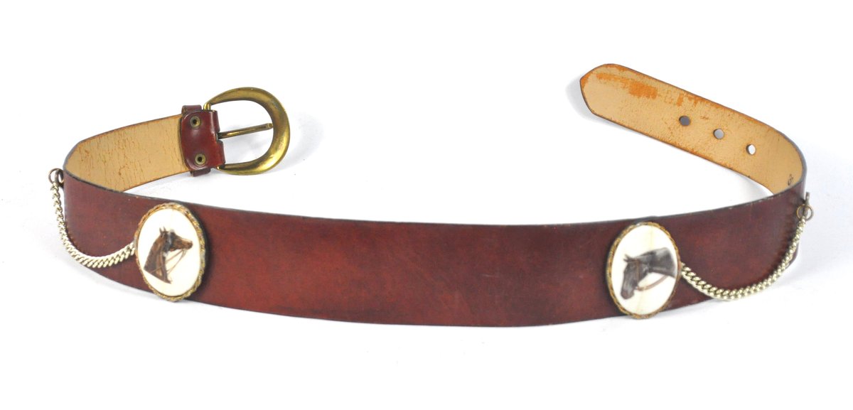 Brown Belt with Ceramic Horse Medallions