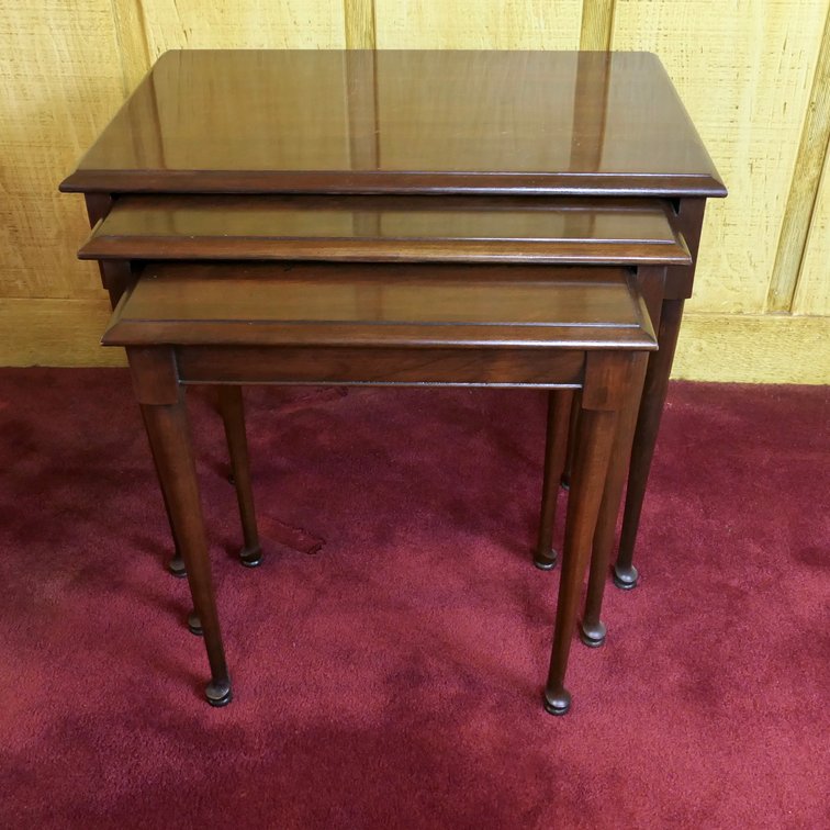 Walnut Finish Nesting Table Set
