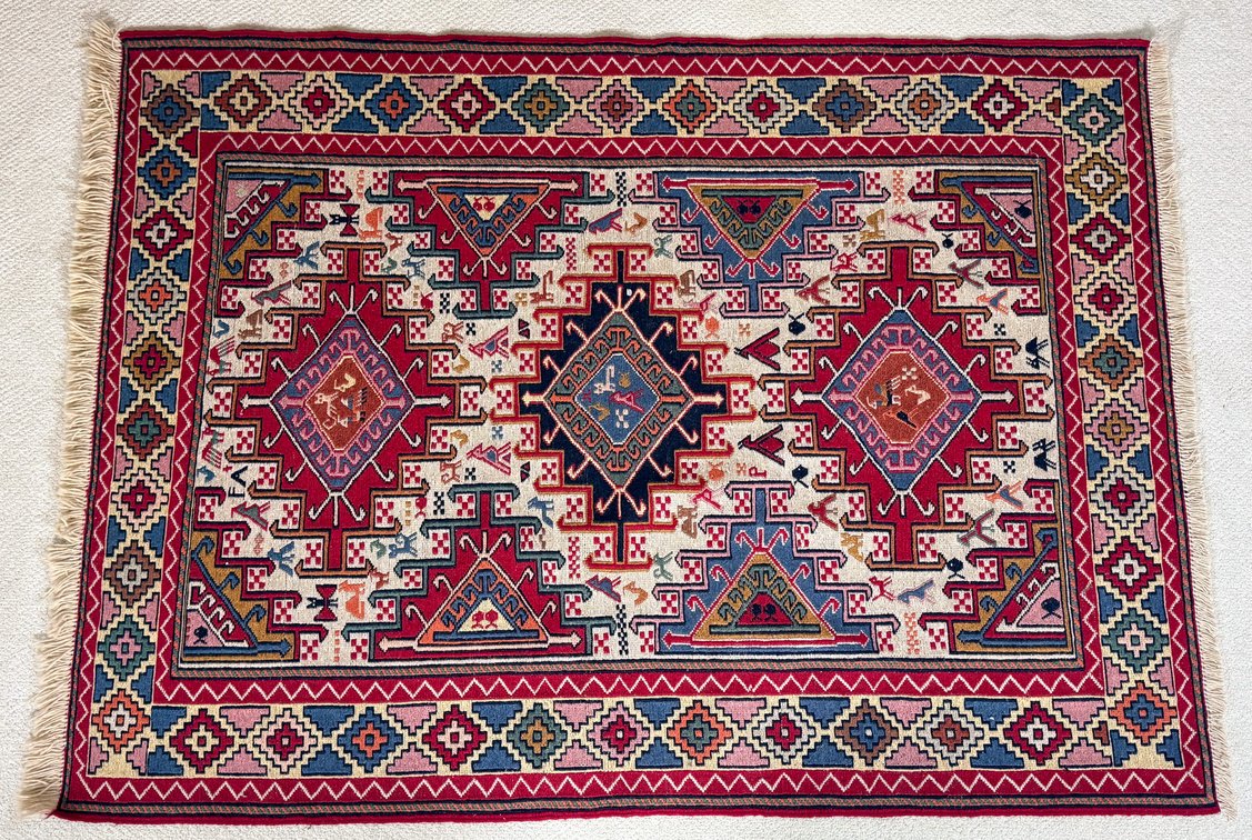 Wool Hand Woven Shahsavan Soumak Tribal Rug