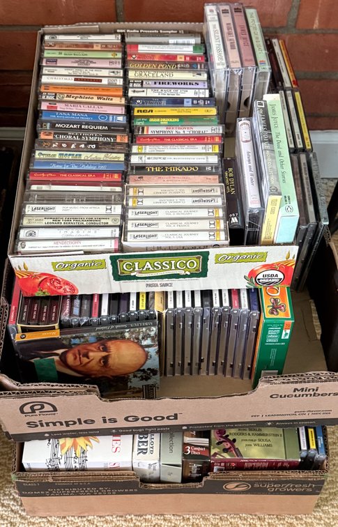 Three Boxes of CDs and Cassettes