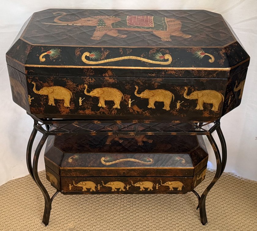 Indian Elephant Boxes on Metal Base
