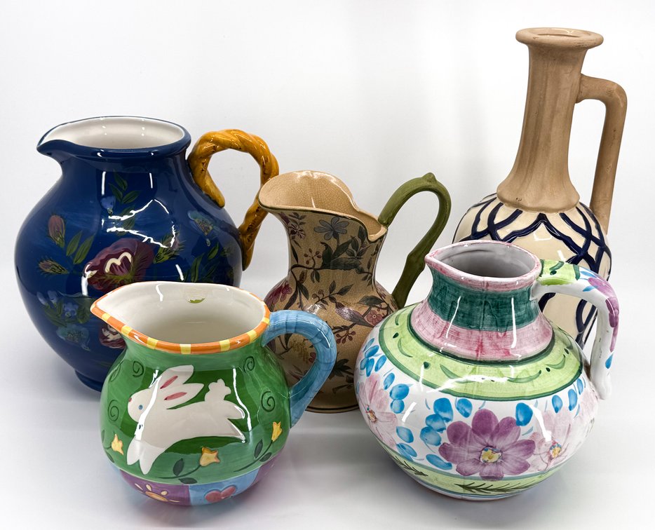 Five Ceramic Pitchers