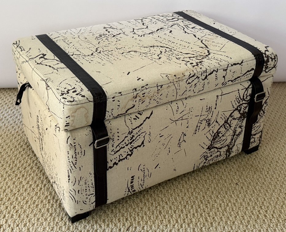 Upholstered World Map Ottoman