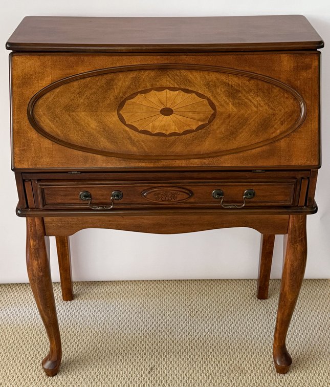 Drop Front Writing Desk with Inset Oval Medallion by Ashley Furniture