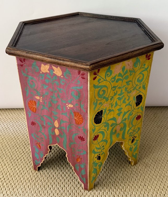 Six Sided Red Moroccan Accent Table