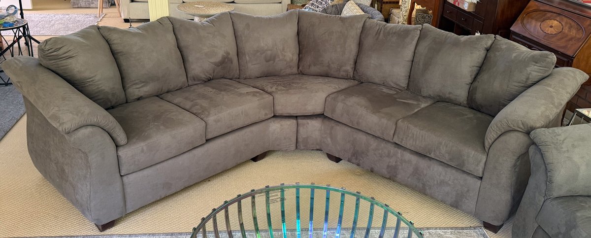Gray Faux Suede Sectional