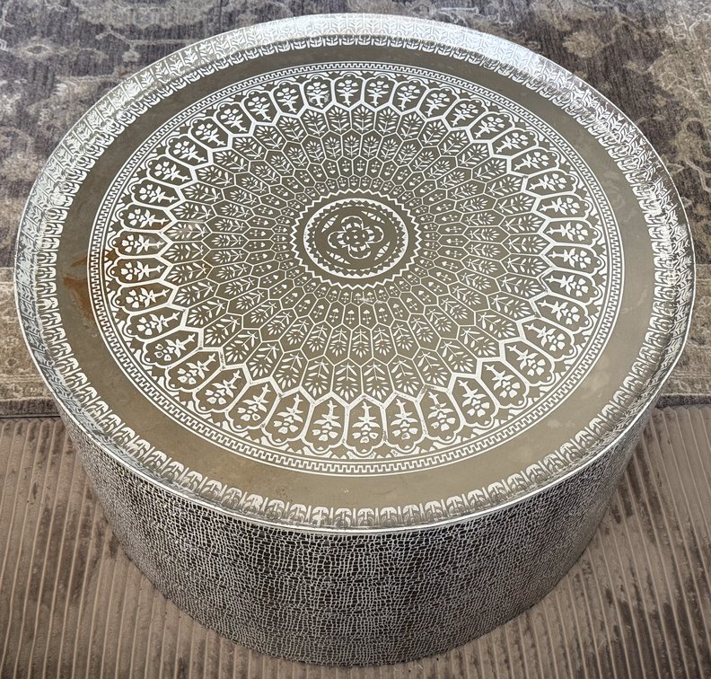 Round Metal Drum Coffee Table