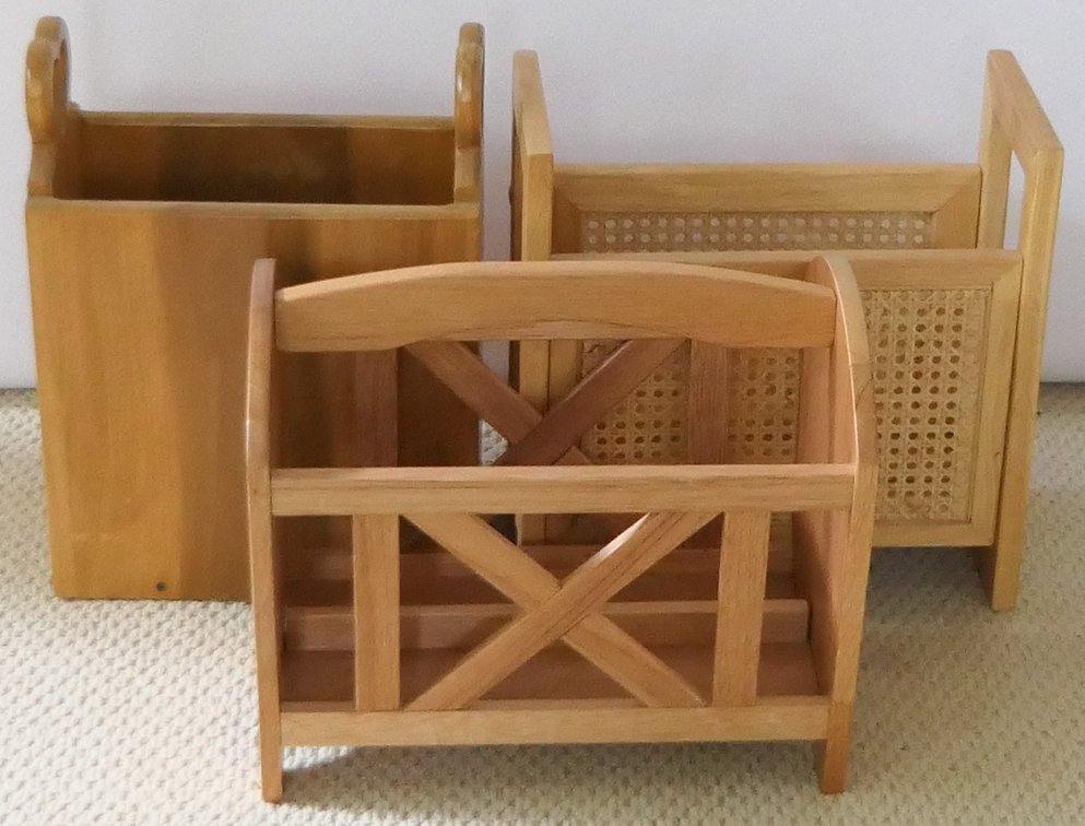 Three Wooden Magazine Racks