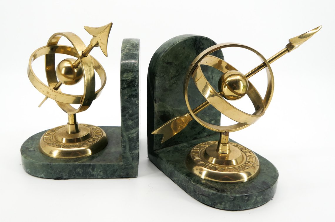 Pair of Brass Armillary Bookends