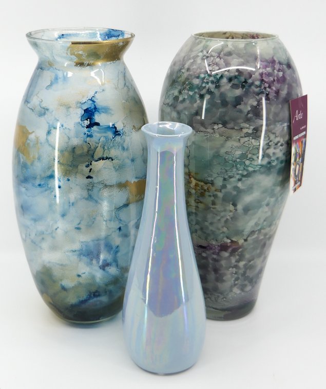 Three Decorative Glass Vases