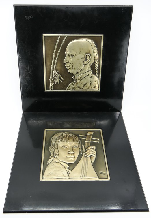 Two Bruce Fox Bas Relief Chinese Plaques