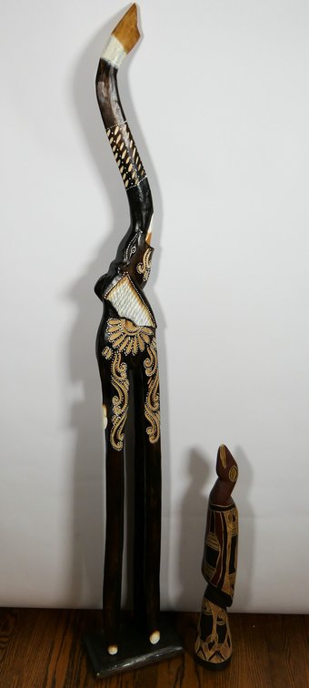 Two Wooden Carved Animal Statues
