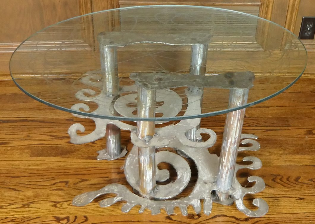 Contemporary Metal and Glass Coffee Table