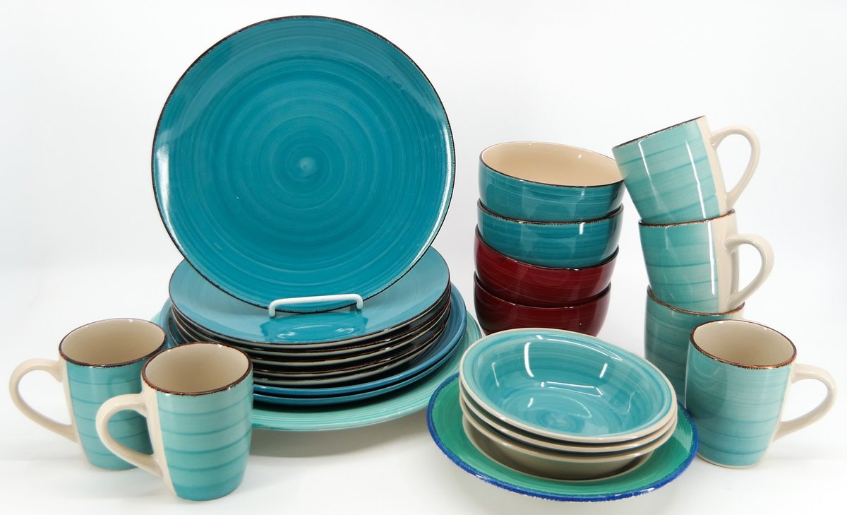 Two Boxes of Turquoise Stoneware