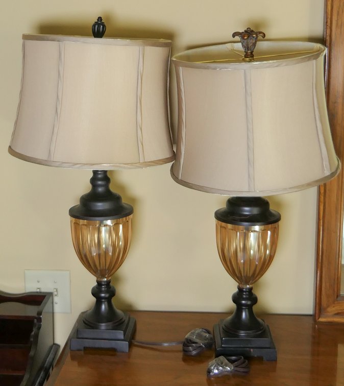 Pair of Glass Font Table Lamps