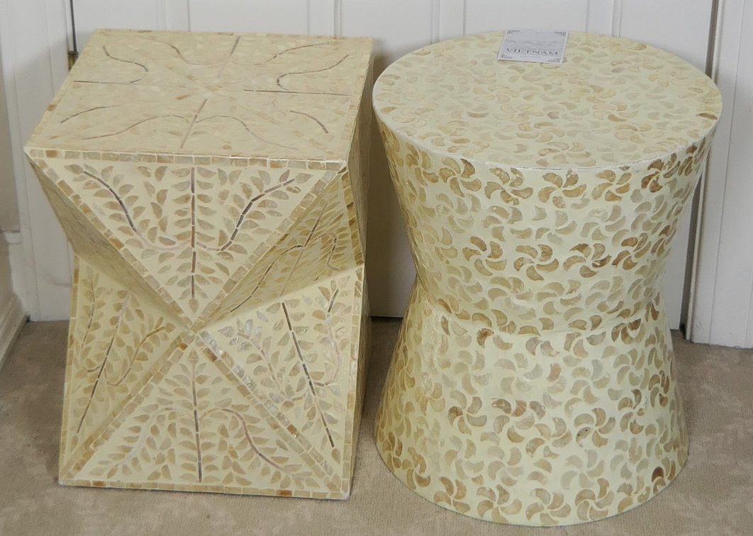 Two Capiz Shell Accent Tables