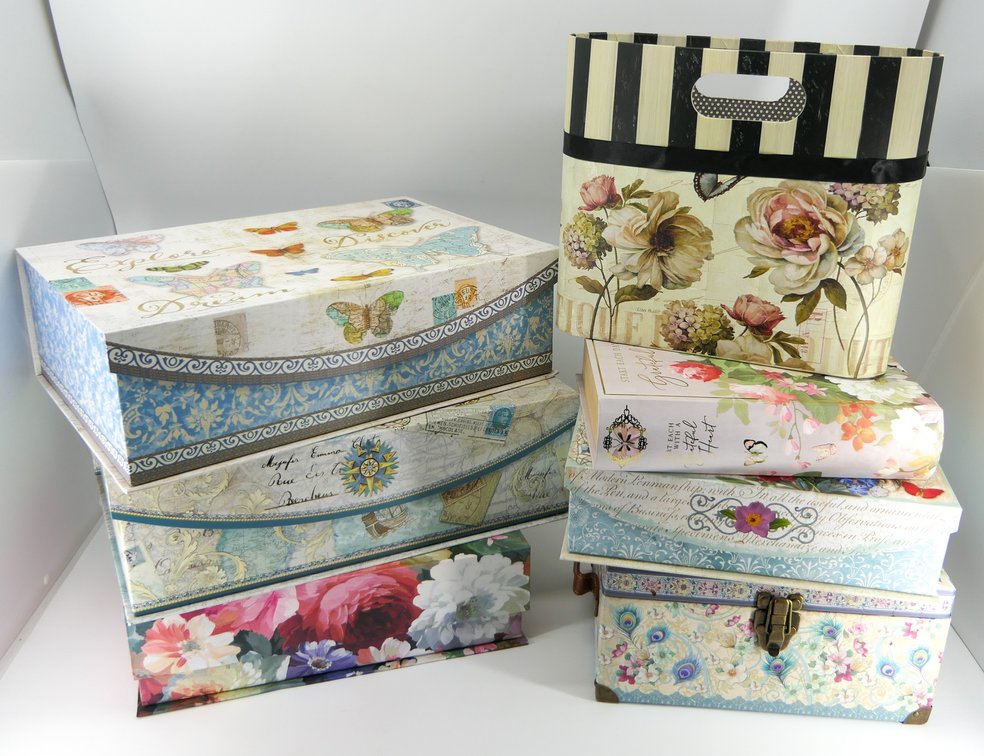 Floral Cardboard Storage Boxes
