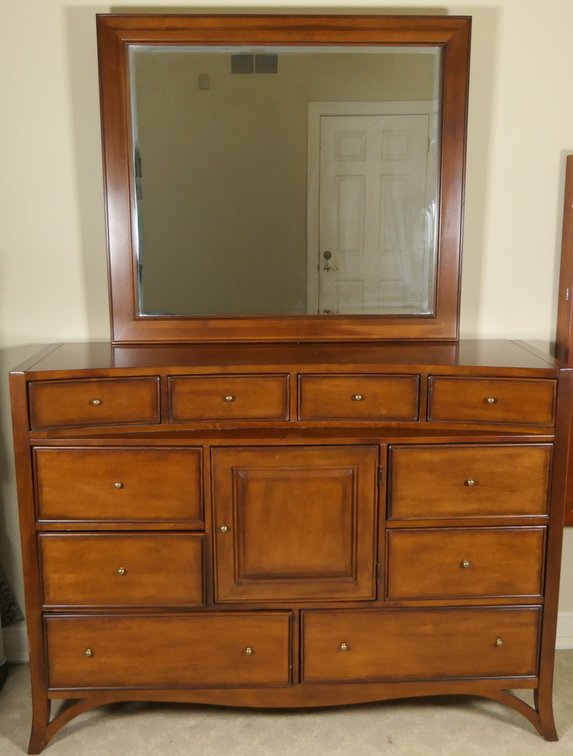 Mirrored Dresser in Cherry Finish