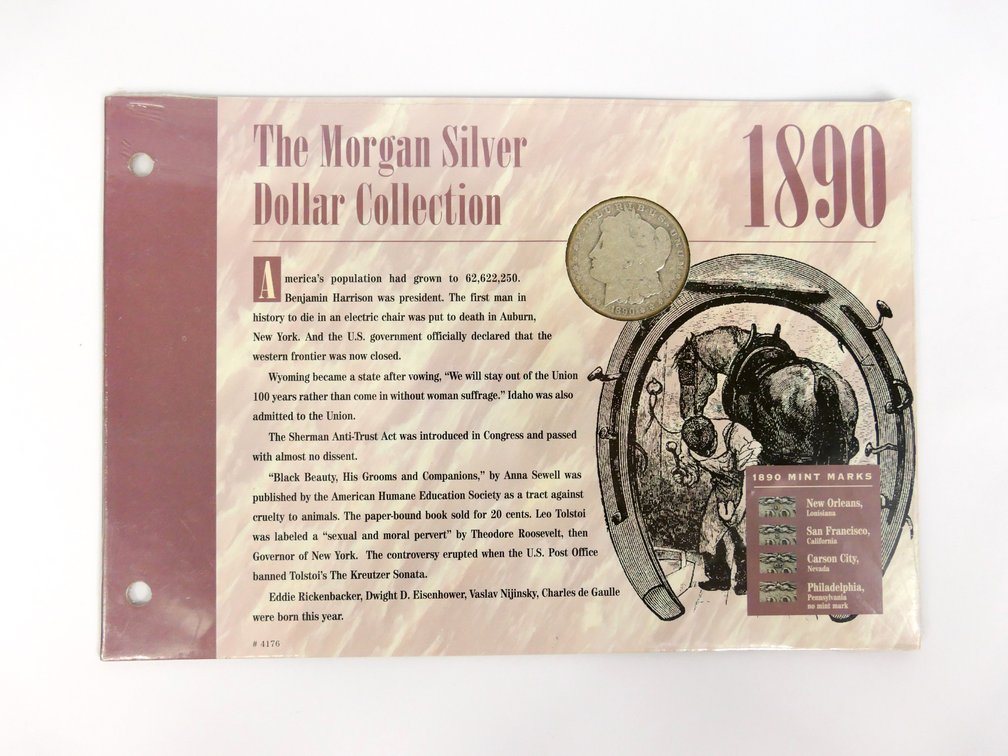 1890 Morgan Silver Dollar on Card