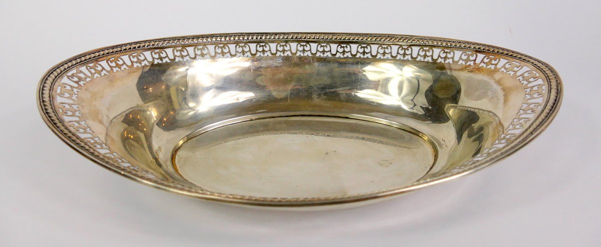 German 800 Silver Oval Reticulated Bowl