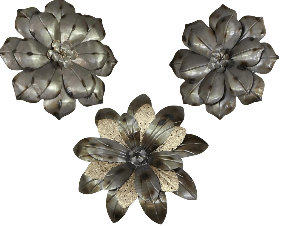 Three Metal Wall Hanging Flowers