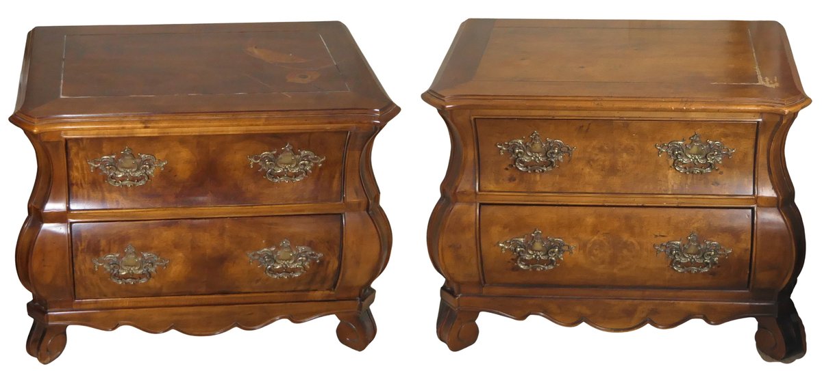 Pair of Henredon Bombe Nightstands