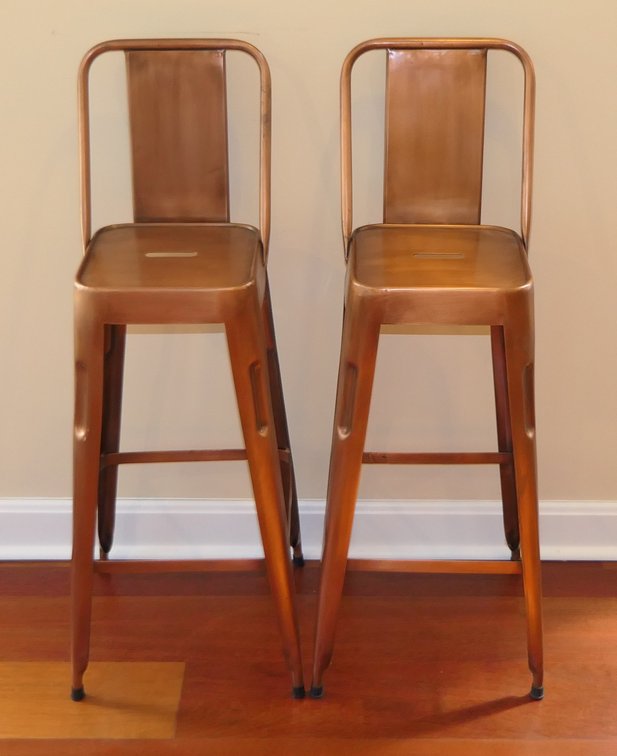 Pair of Copper Tone Bar Stools