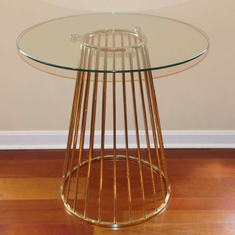 Contemporary Glass and Metal Bistro Table