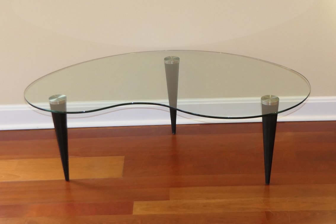 Glass Top Kidney Coffee Table