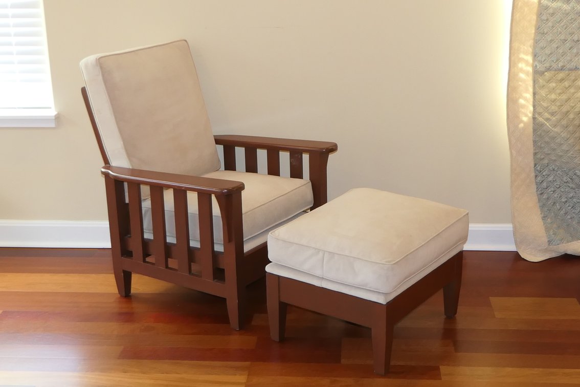 Mission Style Chair and Ottoman